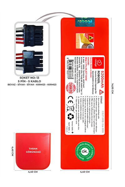 ROBOGİL Xiaomi Mop 2 Pro Mjst1shw 5200mah Pili Uyumlu Robot Süpürge Bataryası C5213rb-xia-009