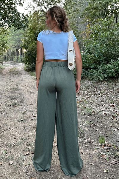bacc Women's Khaki High Waist Elastic Waist Trousers Bcbsk-25700-3511