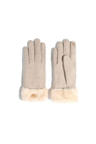 OEM Women's gloves, Mindblower, 70% cashmere, iTouch screen sensitive, cream, with fur