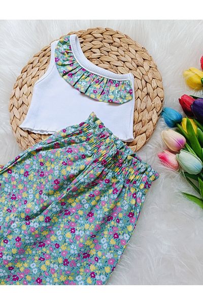 bright moon Girl's Floral Baggy Suit