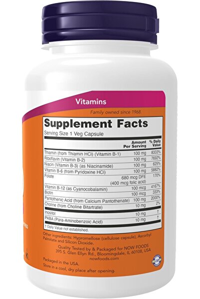 Now Foods Vitamin B-100 Capsules, 100-Count