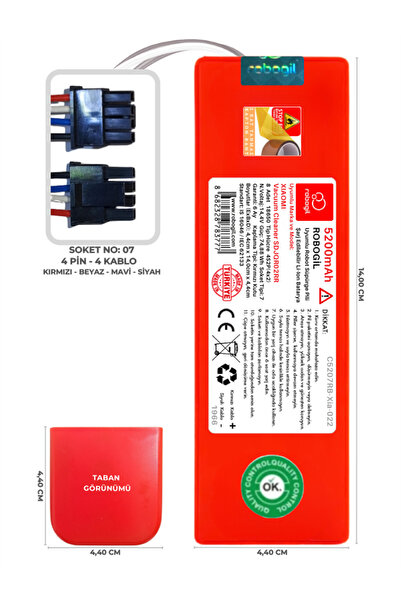 ROBOGİL Xiaomi Vacuum Cleaner Sdjqr02rr 5200mah Pili Uyumlu Robot Süpürge Bat...