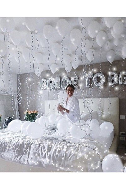 Azebu Bride To Be Yazılı Folyo Balon Konsept Gümüş Renkli Gri Bekarlığa Veda Partisi Büyük Balon