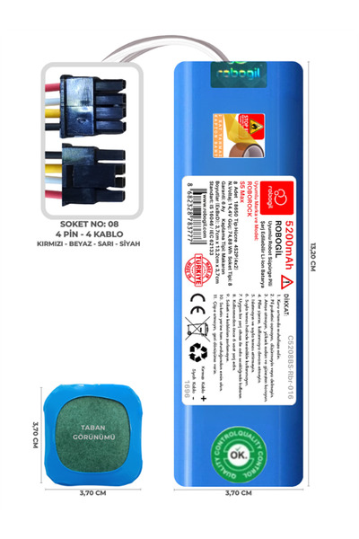 ROBOGİL Roborock S5 Max 5200mah Pili Uyumlu Robot Süpürge Bataryası C5208bs-r...