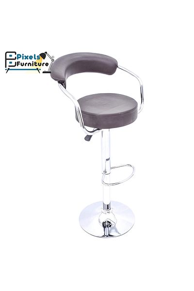 PixelsFurniture Set of 2 Pixel Furniture Bar Stools Adjustable Modern Design Swivel Leather Backrest Footrest