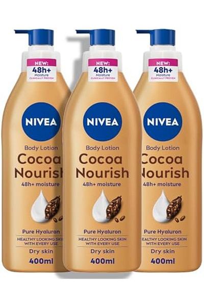 NIVEA Body Lotion for Dry Skin by Nivea with Cocoa Butter and Vitamin E - 3x400ml