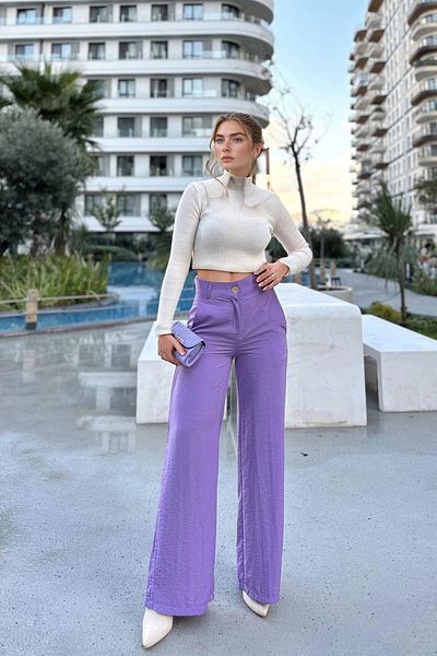 bacc Women's Lilac High Waist Skinny Leg Casual Trousers Bcbsk-25700-3427