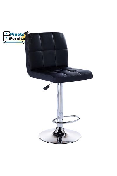PixelsFurniture Set of 2 Pixel Furniture Bar Stools Adjustable Modern Design Swivel Leather Backrest Footrest