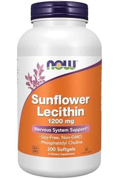 Now Foods Sunflower Lecithin Supplement, 1200 Mg 200 Softgels
