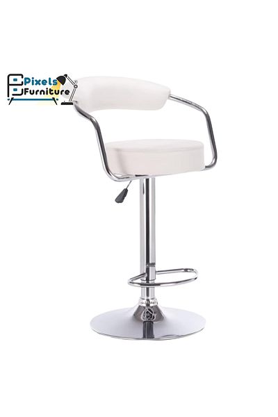PixelsFurniture Set of 2 Pixel Furniture Bar Stools Adjustable Modern Design Swivel Leather Backrest Footrest
