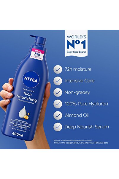 NIVEA Body Lotion for Dry to Very Dry Skin, Rich Nourishing, 5in1 Complete Care, 2x400ml, Pack of 2
