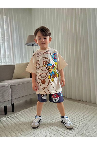 MİO Set de tricou și pantaloni scurți din bumbac Paw Petrol pentru băieți