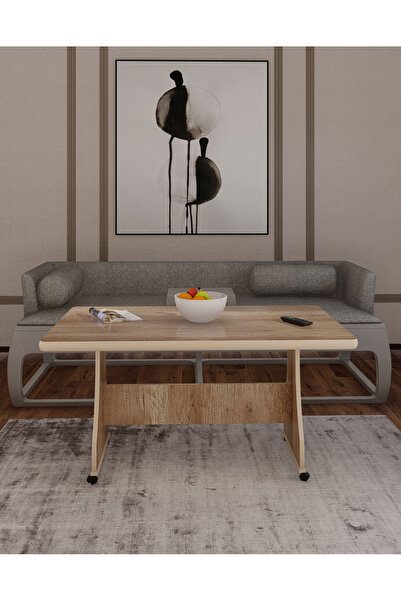 Modilayn Eliusta Tekerlekli Mdf Masa %100 Mdf Orta Sehpa Salon Masa Sehpa