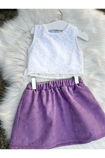 ÇOCUK TARZ MODA Lace Blouse Skirt Girl's Set