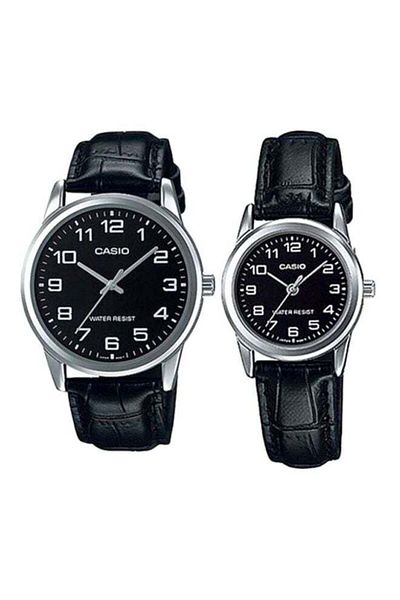 Casio Analog Waterproof Watch Set for Couples, Model MTP/LTP-V001L-1BUDF