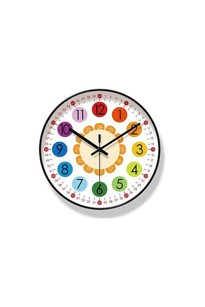 OEM Wall clock, Tic Tac Colours for children, black, 30 cm