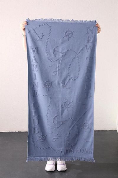 STOREMAX Muartshop Trend%100 Cotton Embossed Beach Towel - Blue 871301