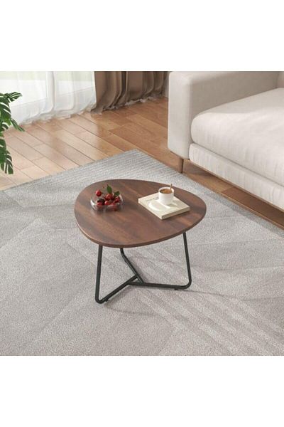 1st Triangle Coffee Table with Metal Base and Water and Heat Resistant Top - Brown and Black