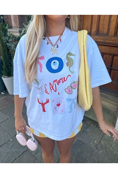 Jose Clothing Tricou imprimat cu mânecă scurtă cu croială supradimensionată