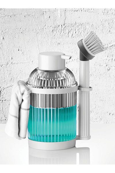 STOREMAX Ntwork Kitchen Cleaning Set with Acrylic Container - Practical Clean with 900 ml Liquid Container Silicone Brush
