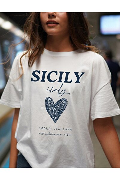 Jose Clothing Tricou imprimat cu mânecă scurtă cu croială supradimensionată