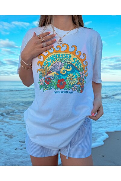 Bengi Clothing تي شيرت مطبوع بأكمام قصيرة وقصة كبيرة الحجم