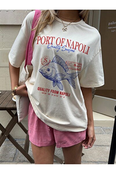 Bengi Clothing تي شيرت مطبوع بأكمام قصيرة وقصة كبيرة الحجم