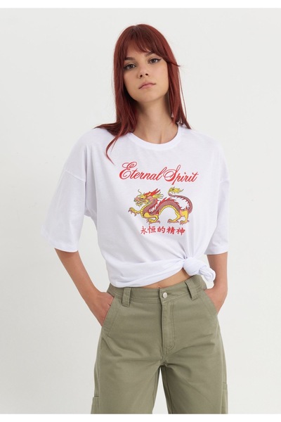 Bengi Clothing تي شيرت مطبوع بأكمام قصيرة وقصة كبيرة الحجم