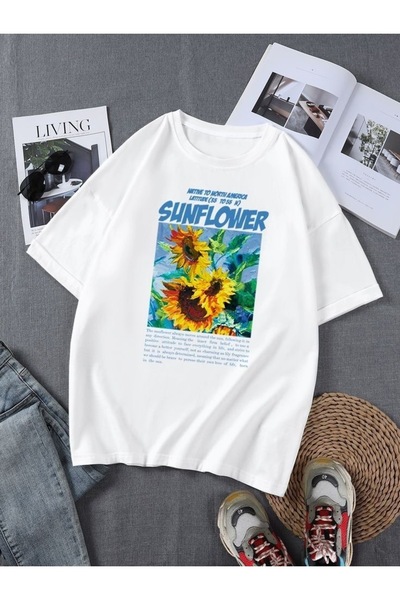 Jose Clothing Tricou imprimat cu mânecă scurtă cu croială supradimensionată