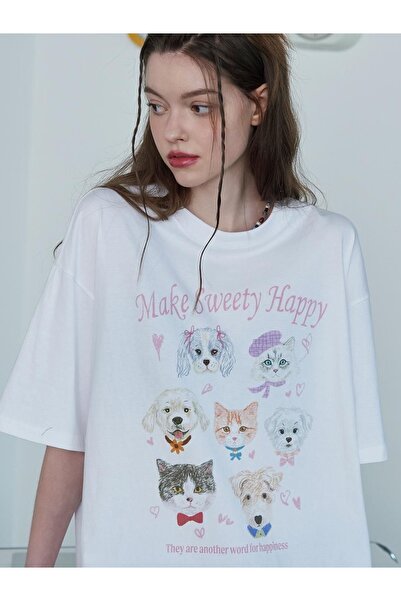 Jose Clothing Tricou imprimat cu mânecă scurtă cu croială supradimensionată