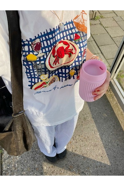 Jose Clothing Tricou imprimat cu mânecă scurtă cu croială supradimensionată