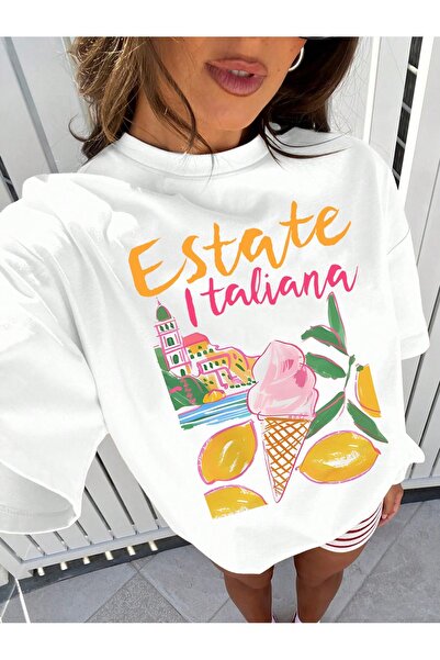 Jose Clothing Tricou imprimat cu mânecă scurtă cu croială supradimensionată