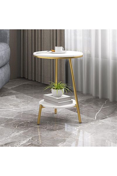 Generic Metal and marble side table 55x40x30 cm