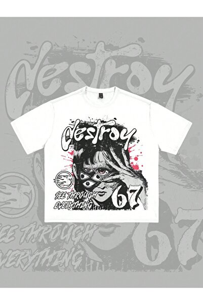 Jose Clothing Tricou imprimat cu mânecă scurtă cu croială supradimensionată