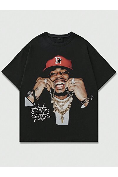 Jose Clothing Tricou imprimat cu mânecă scurtă cu croială supradimensionată