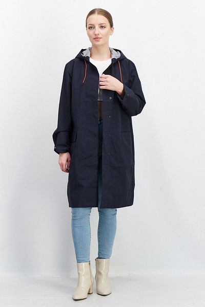 Aigle Women Drawstring Hooded Plain Jacket, Navy