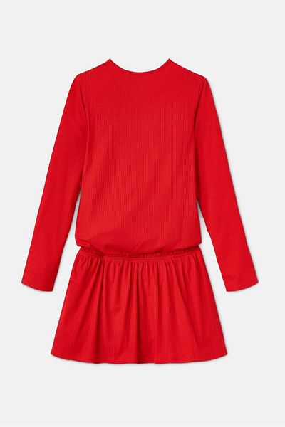 Tchibo Toddlers Girl Ribbed Long Sleeves Jersey Dress, Red