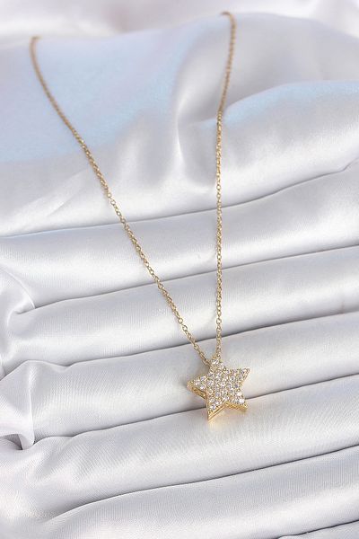 Skygo 316L Steel Gold Color Chain Zircon Stone Star Model Women's Necklace - Tj-Bko10041