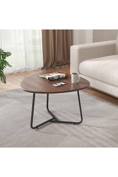 1st Triangle Coffee Table with Metal Base and Water and Heat Resistant Top - Brown and Black