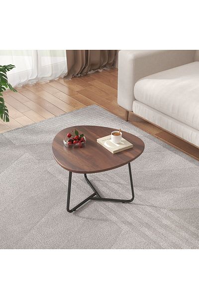 1st Triangle Coffee Table with Metal Base and Water and Heat Resistant Top - Brown and Black