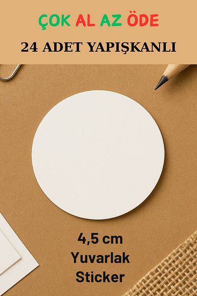 Emtory Home 24 Pieces Round 4.5cm Sticker - Adhesive Sticker - Packaging Label - 1.Dough -