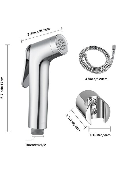 JOMOO Shattaf Set, Bidet Sprayer for Toilet with 47inches Stainless Steel Bidet Hose, Wall Mounted H