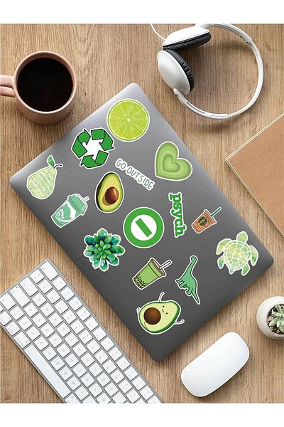 KT Decor Vsco Green Themed Phone, Tablet, Laptop, Notebook, Notebook, Agenda Pvc Sticker Set-2