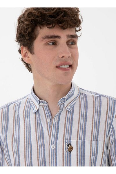 U.S. Polo Assn. Мъжка риза U.S. Polo Assn. Regular Fit с яка, кафява, KAVLI