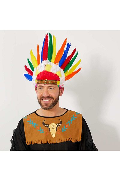 STOREMAX Mu-Artshop Colorful Real Feather Indian Headpiece with Rubber Apparatus Tnca 871301