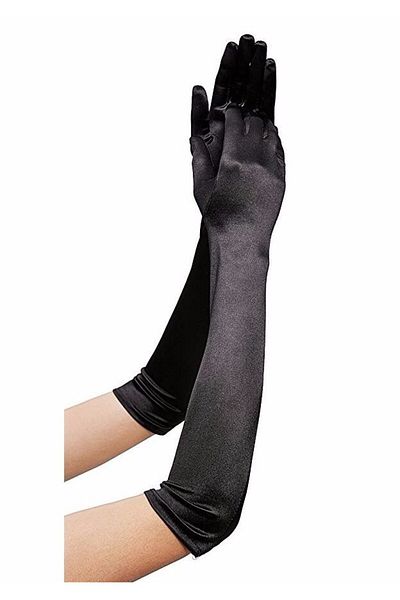 STOREMAX Mu-Artshop Black Color up to Elbow Long Cloth Gloves Tnca 871301