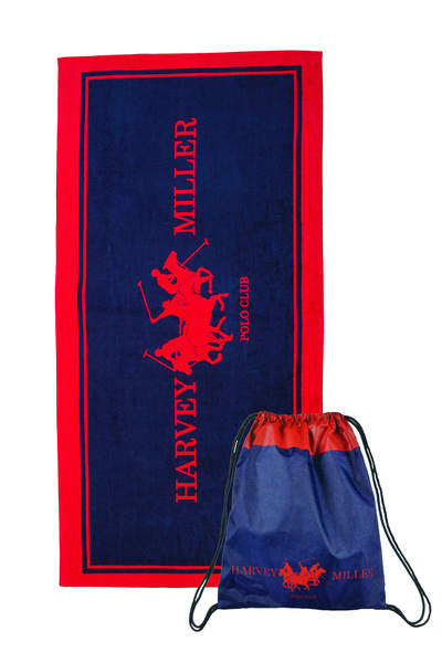 Harvey Miller Polo Club Badetuch Beachtowel mit Beutel, Strandtuch, Saunatuch