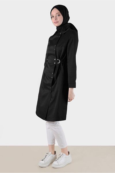Alvina Belted Trench Coat with Snap Fasteners 10598