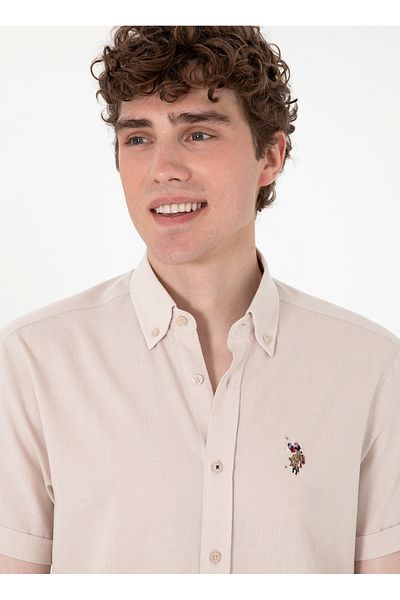 U.S. Polo Assn. U.S. Polo Assn. Κανονική εφαρμογή πουκάμισο με γιακά γκρι ανδρικό πουκάμισο ELFYGL
