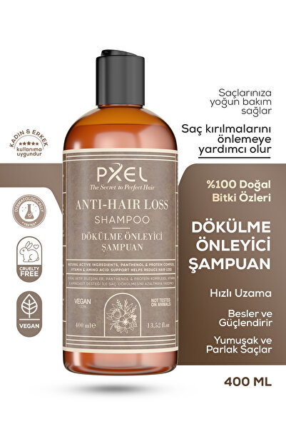 PXEL Saç Dökülme Önleyici Şampuan 400 ML | Zayıflayan İncelen ve Dökülen Saçlar | Vegan Şampuan